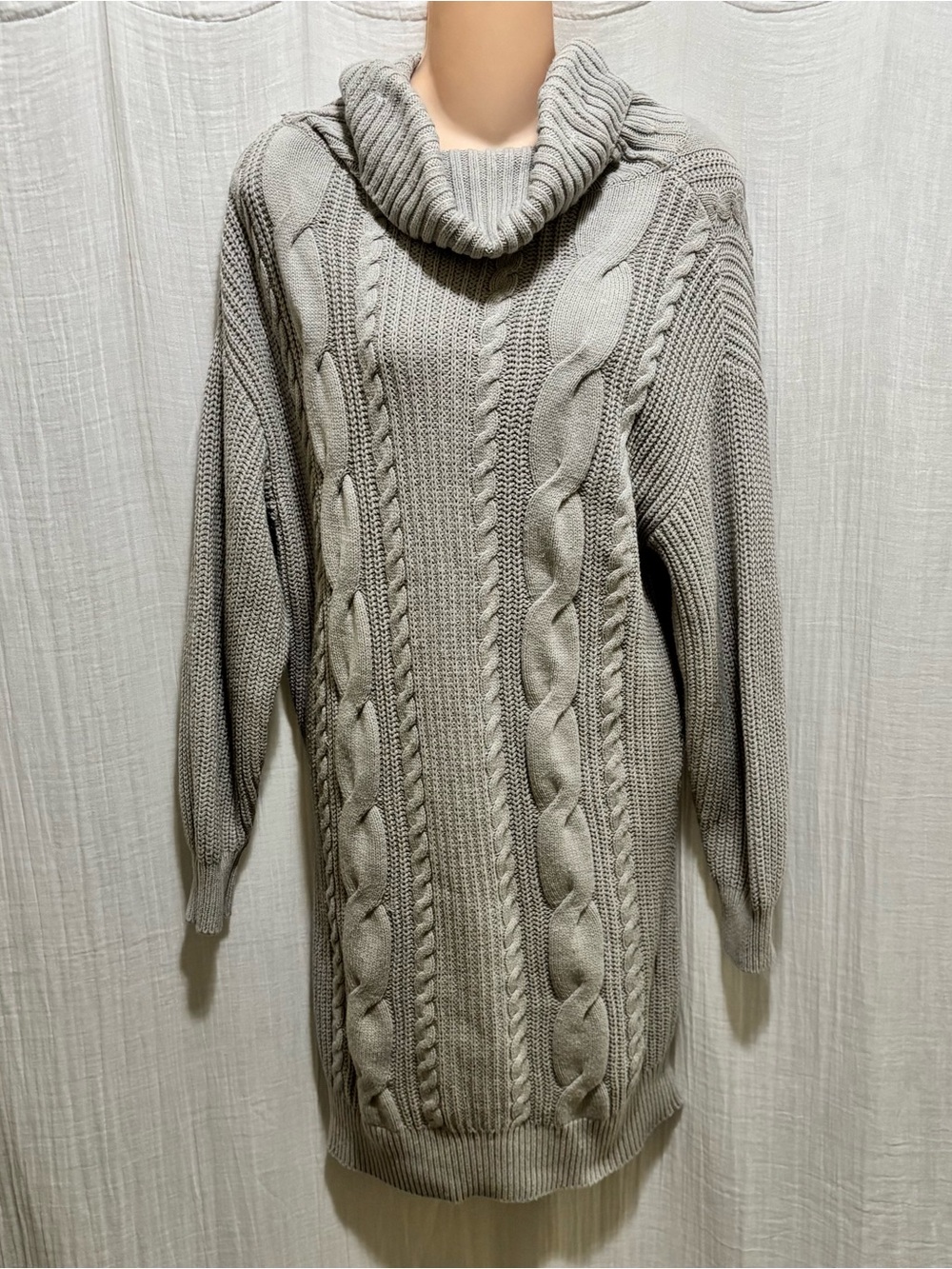 Express Grey Cowl Neck Cable Knit Sweater Dress Size XS
